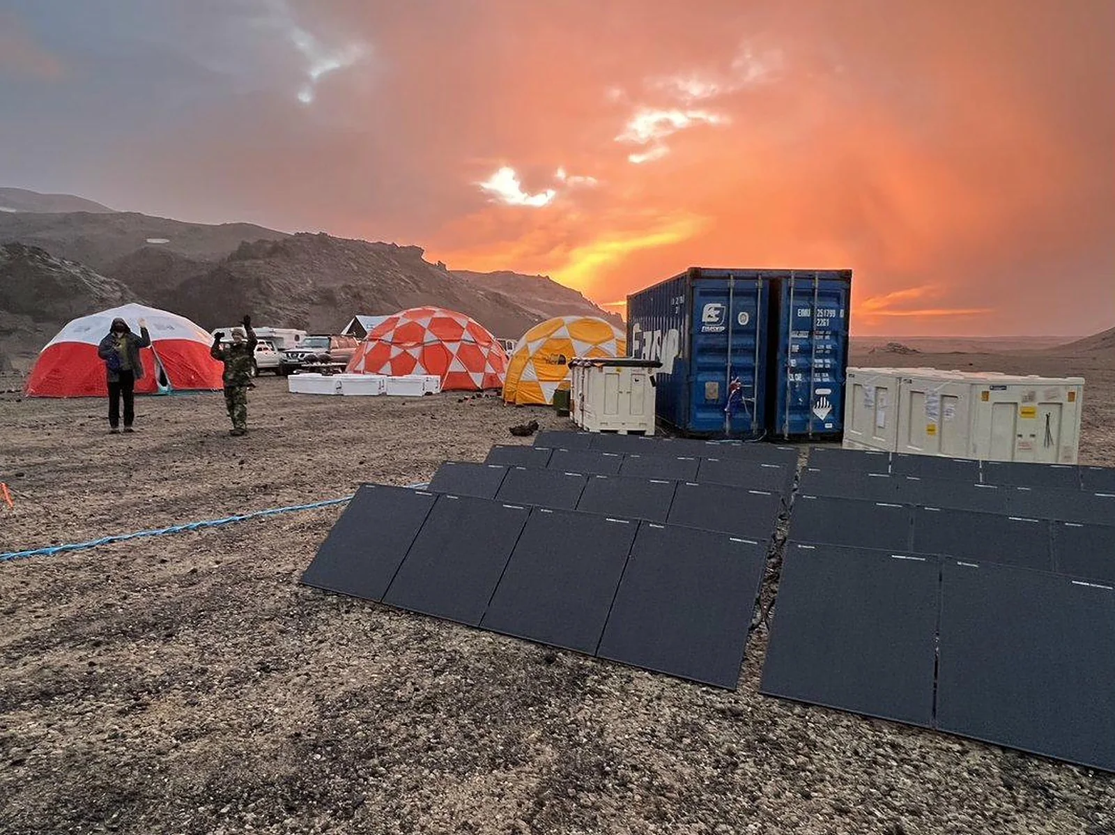 RAVEN field camp at sunset, Icelandic Highlands
