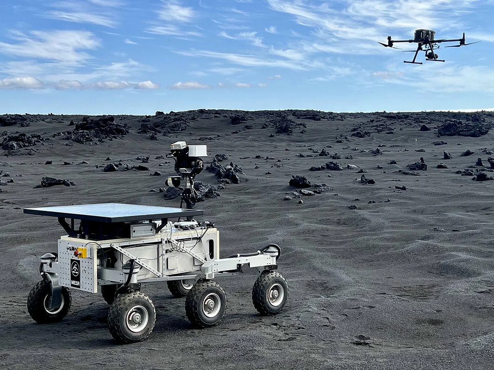MESR rover and drone during RAVEN field operations