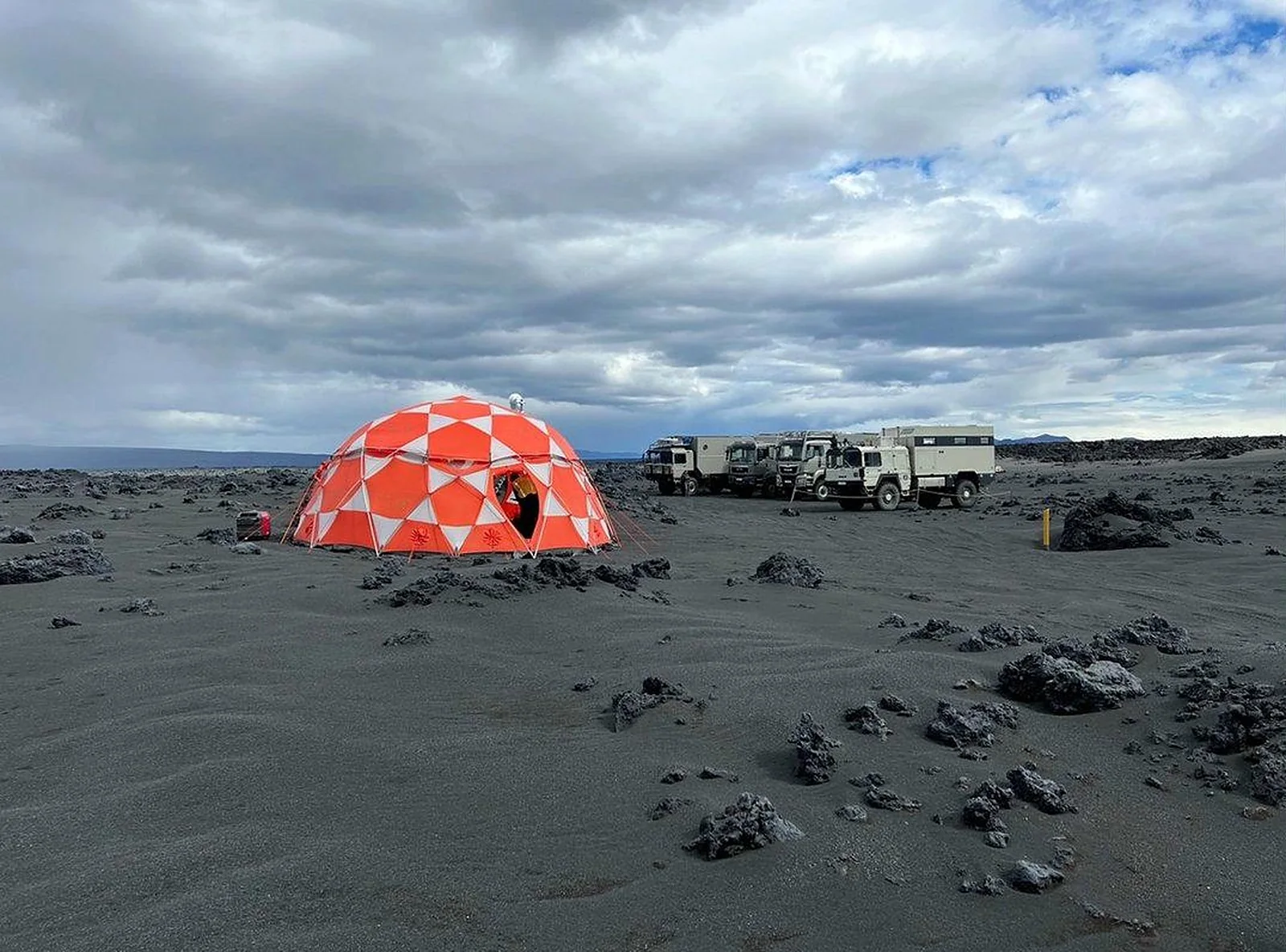 RAVEN field tent on Holuhraun lava flow-field, Iceland
