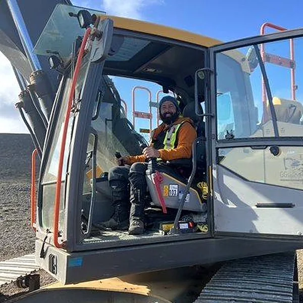 Christopher Hamilton in excavator